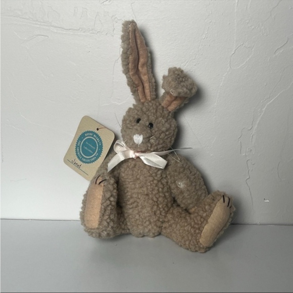 Boyd's Bears Bunny Rabbit Janet Pink Bow, Jointed 9", Archive Collection '90s